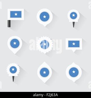 somalia flag and pins for infographic, and map design Stock Vector