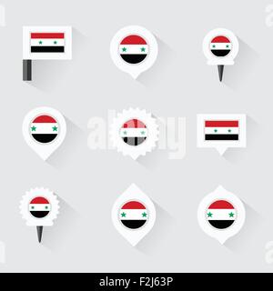 syria flag and pins for infographic, and map design Stock Vector