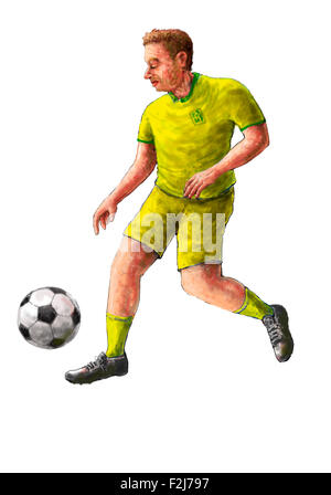 soccer in yellow Stock Photo