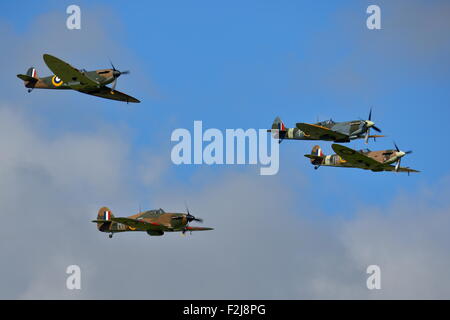 Spitfires and Hurricanes commemorate the 75th Anniversary of the  Battle of Britain at Goodwood Aerodrome Stock Photo