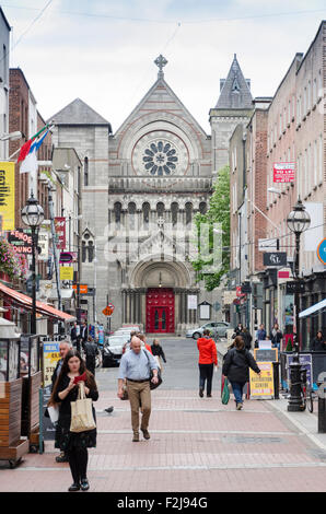 View of St. Ann's Church of Ireland from Grafton Street, Dublin, Ireland Stock Photo