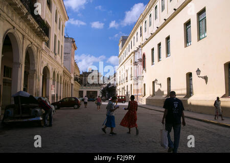 Typical street scene in Old Havana, Cuba. Stock Photo