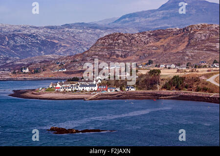 The village Shieldaig in Wester Ross Scotland with the Torridon mountains in the background. Stock Photo