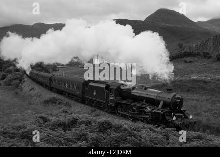 The Jacobite Steam Train travelling from Fort William to Mallaig in the west highlands of Scotland in the UK