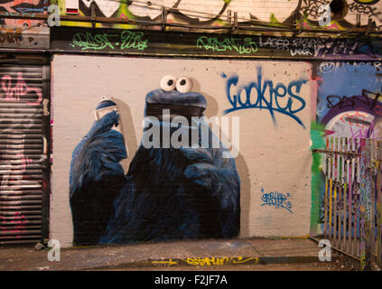 Cookie Monster graffiti Stock Photo