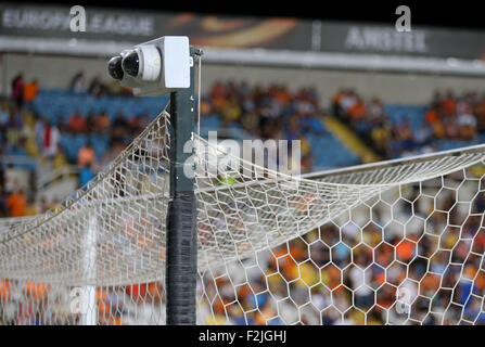 Nikosia, Cyprus. 17th Sep, 2015. A camera fixed to the goal pictured during the UEFA Europa League group K soccer match between APOEL Nikosia and FC Schalke 04 at GSP Stadium in Nikosia, Cyprus, 17 September 2015. Photo: Friso Gentsch/dpa/Alamy Live News Stock Photo