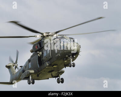 Yeovilton, UK - 11th July 2015: Royal Navy Merlin helicopters flying at Yeovilton Air Day. Stock Photo