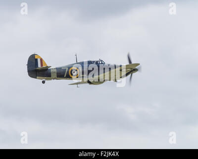 Yeovilton, UK - 11th July 2015: A vintage Spitfire fighter in flight at ...