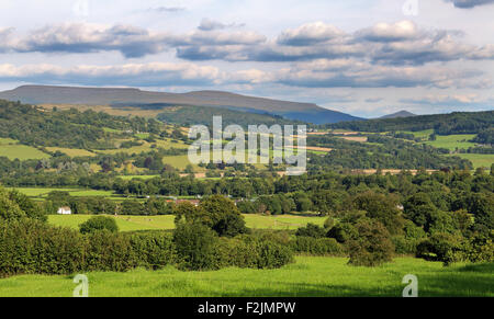 Talybont on Usk with the black mountains in the background Stock Photo