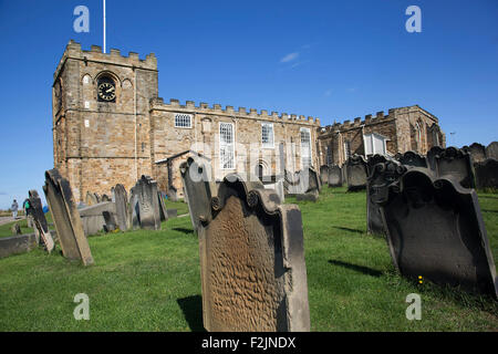 St Mary's Church in Whitby, North Yorkshire. A mixture of Medieval to Georgian and much inbetween. The interior is a jumble of a Stock Photo