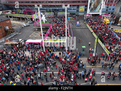 A general view of the Principality Stadium, formerly the Millennium Stadium in Cardiff, South Wales, on a match day. Stock Photo