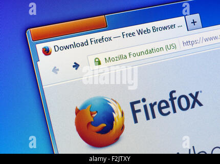 GDANSK, POLAND - JULY 07, 2015. Firefox homepage on computer screen. Mozilla Firefox  is a free and open-source web browser Stock Photo