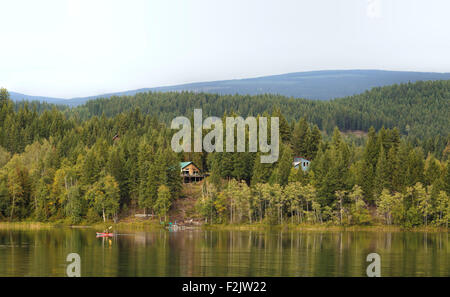 Kayaking on the beautiful and tranquil Dutch Lake in Clearwater, British Columbia, Canada, North America. Stock Photo