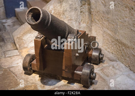 Old canon in a spanish castle in San Sebastian, Donostia Stock Photo