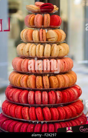 Rows of colorful macaron cookies in a pastry shop Stock Photo - Alamy