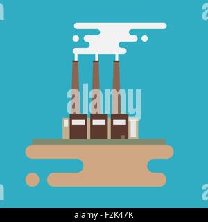 Concept of industrial factory buildings  flat design style. Stock Vector