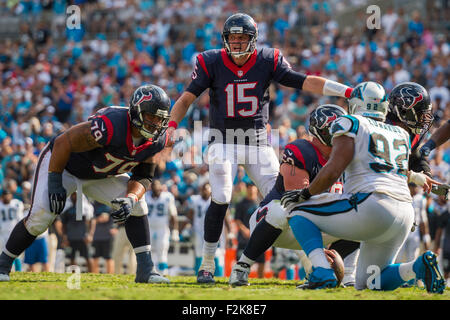 Houston Texans' Ryan Mallett (15) looks to pass against the Carolina ...