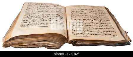 View of old book isolated on white background Stock Photo