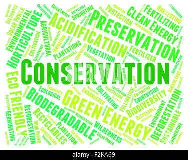 Conservation Word Representing Earth Friendly And Conserving Stock Photo