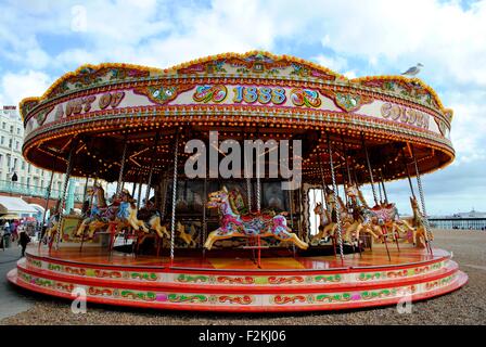 The famous merry-go-round on Brighton beach Stock Photo