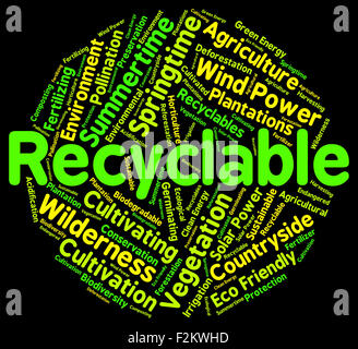 Recyclable Word Representing Earth Friendly And Recycled Stock Photo