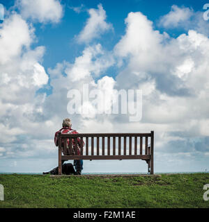 Old man and his dog taking a break Stock Photo