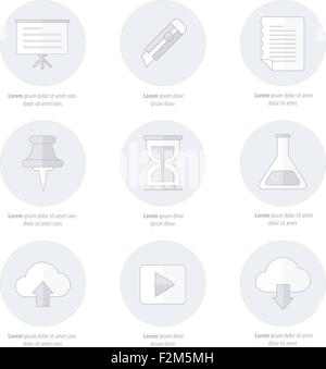 Office icons flat design line icon style Stock Vector