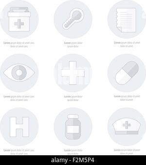 Flat icons set of medical tools, line style Stock Vector