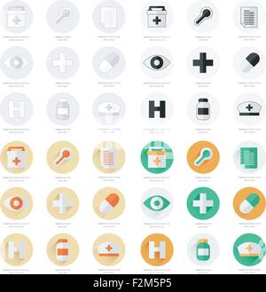 Medical surgery flat icons set with laser plastic neurosurgery ...