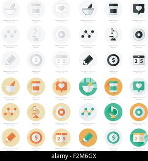 Flat icons set of medical tools and health care set Stock Vector
