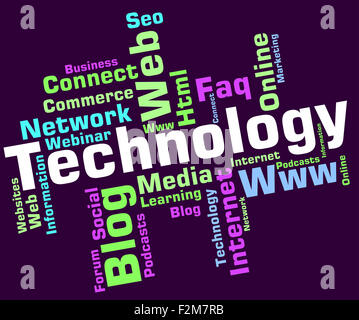 Technology Word Indicating Electronic Words And Hi-Tech Stock Photo