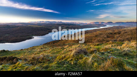 Windermere Lake viewed from a nearby fell top, Gummers How Stock Photo