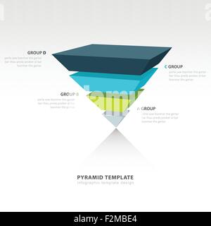 pyramid upside down infographic template 4 color Stock Vector