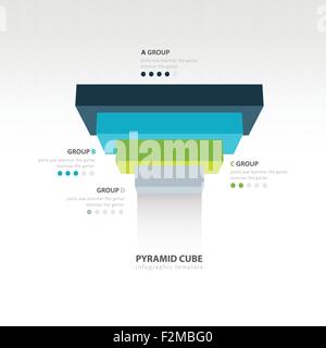 pyramid cube upside down infographic template Stock Vector