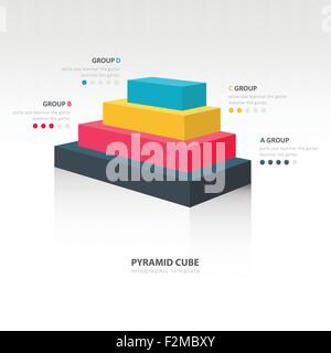 pyramid cube infographic side view black color balance Stock Vector ...