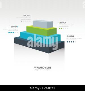 pyramid cube  infographic side view 4 color Stock Vector