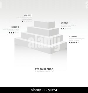 pyramid cube  infographic side view white color balance Stock Vector