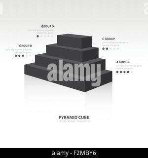 pyramid cube  infographic side view black color balance Stock Vector