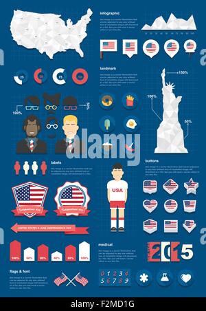 united states infographic set Stock Vector