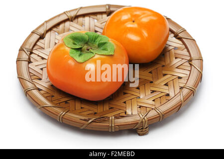 jiro kaki, japanese persimmon isolated on white background Stock Photo