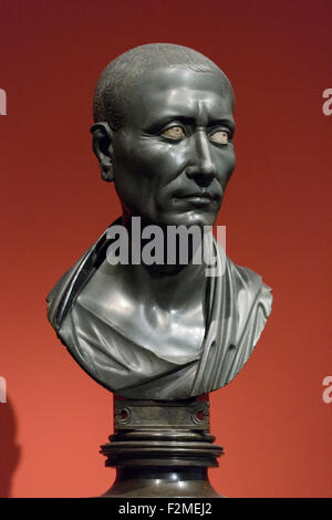 Berlin. Germany. Portrait of Julius Caesar, aka the Green Caesar, Graywacke from Egypt 1-50 AD, Altes Museum. Stock Photo