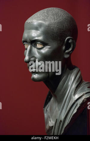 Berlin. Germany. Portrait of Julius Caesar, aka the Green Caesar, Graywacke from Egypt 1-50 AD, Altes Museum. Stock Photo