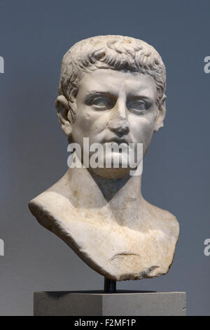 Berlin. Germany. Marble portrait bust of Roman Emperor Claudius, 37-54 AD from Acerra Italy, Altes Museum. Stock Photo