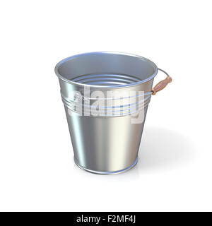 Metal bucket isolated on a white background. 3D render illustration isolated on white background Stock Photo