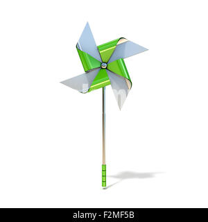 Pinwheel toy, four sided. 3D render illustration isolated on white background Stock Photo