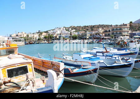 Heraklion, Crete Island Greece, Fishing boats in the Old harbour Stock Photo