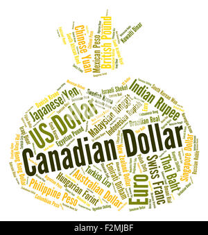 Canadian Dollar Showing Worldwide Trading And Currencies Stock Photo