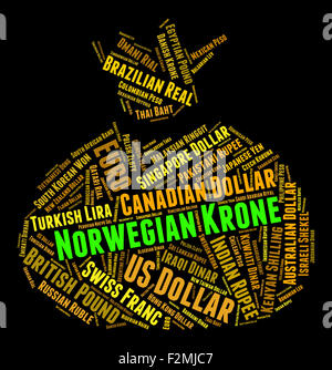 Norwegian Krone Indicating Foreign Exchange And Krones Stock Photo