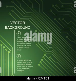 Abstract Circuit board illustration. Green background with place for text.. Stock Vector