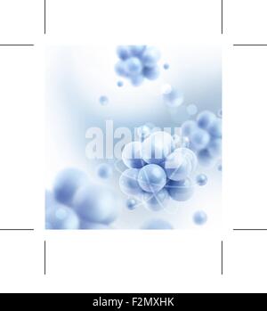 Blue molecules, vector background Stock Vector